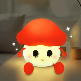 Mushroom Night lights for kids, Cute Nightlight with Timer for Baby Nursery, Dimmable mushroom stuff for Room Decor, Mushroom desk lamps for bedroom, Girls Boys Thanksgiving Christmas Gifts (RED)