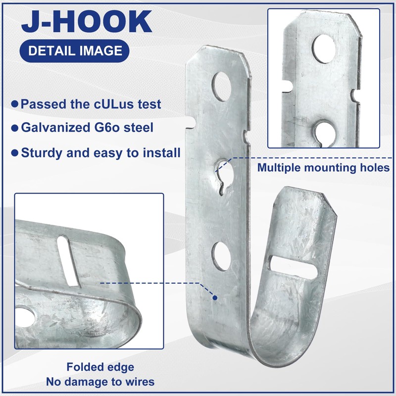 Gisafai 25 Pcs Cable Support J-Hook, Garage Hooks for Hanging,