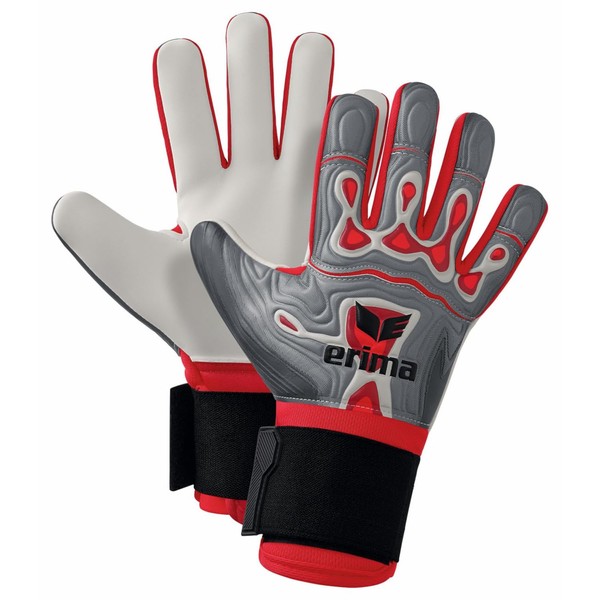 Erima Unisex Youth Flex-Ray Robusto 2.0 Goalkeeper Gloves (7222403), Grey/Red,