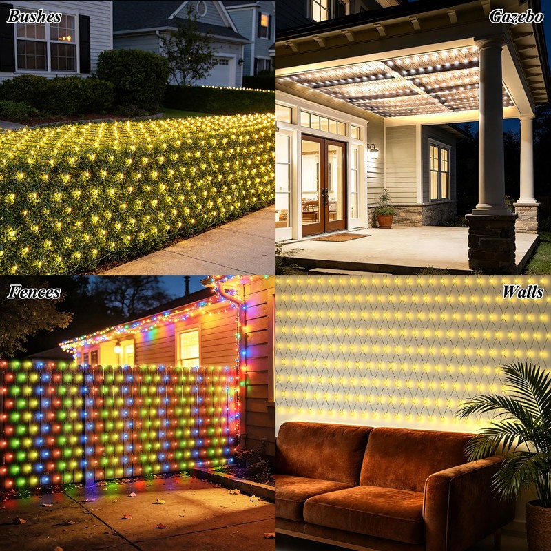 10ft x 10ft Solar Net Lights, 280LED Gazebo Mesh Lights