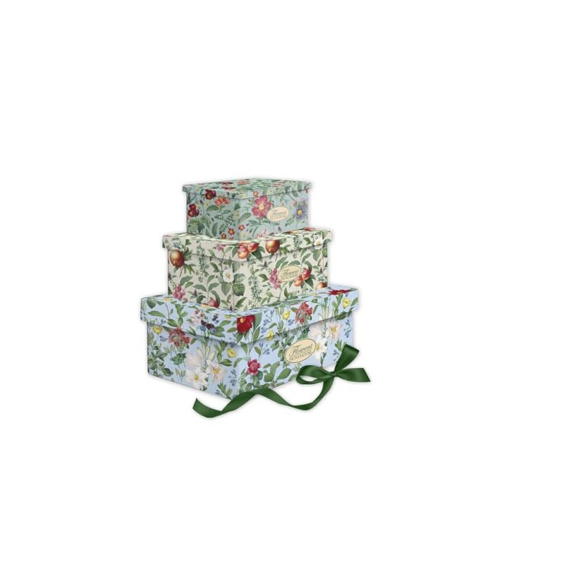 Pigna, Set 3 pezziscatole regalo con nastro NATURE FLOWERS, tre
