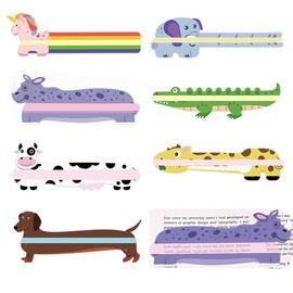 Qvunwlin 7 PCS Guided Reading Strips Bookmark, Animal Highlight Colored Overlays Bookmark Read Strips Trackers, Children's Reading Aid Bookmark for Children Teacher Dyslexia People