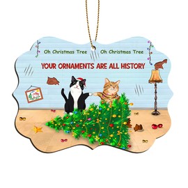GENANY 2 Side Printed Wooden Oh Christmas Tree Christmas Ornaments 2024, Funny Keepsake Ornaments, Cat Christmas Ornament Gifts for Men, Ornament Christmas Tree Decoration