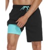 unitop Men's Swim Trunks with Compression Liner Quick Dry Bathing