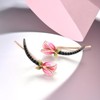 Santuzza Sterling Silver Pink Enamel Tulip Ear Cuffs Climber Earrings