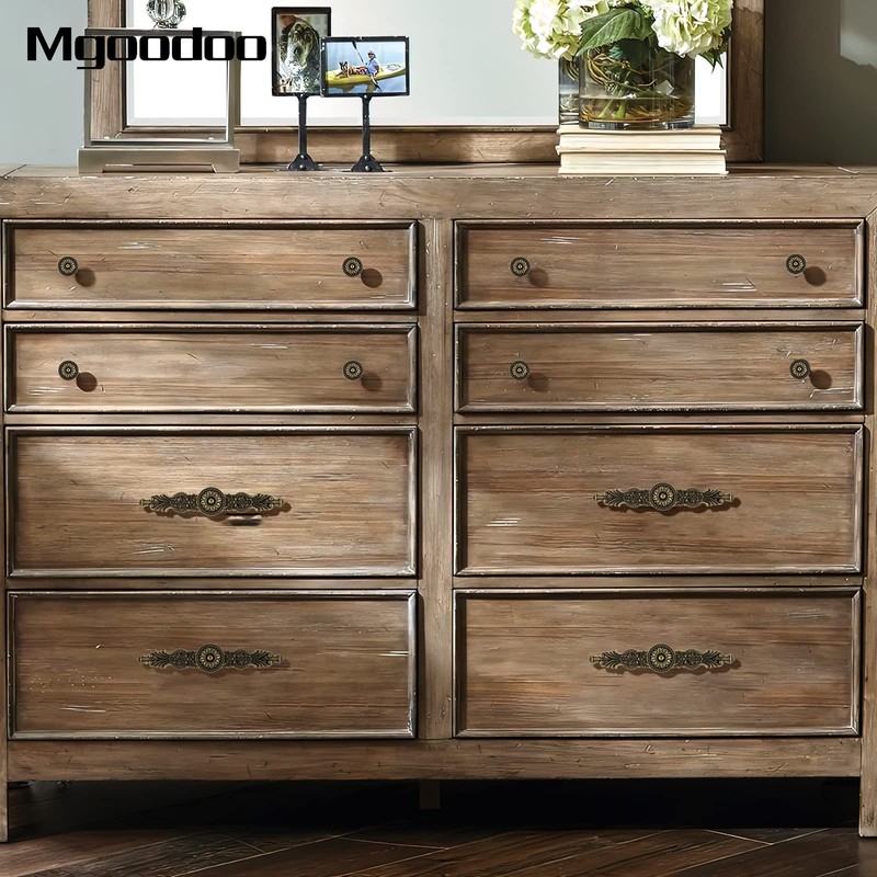 Mgoodoo 5PCS Knobs Handles with Plate, 6.7" Antique Bronze Cabinet