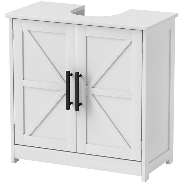 Udorich Bathroom Cabinet Two-Tier with Adjustable Shelf, Farmhouse Style, U-Shaped
