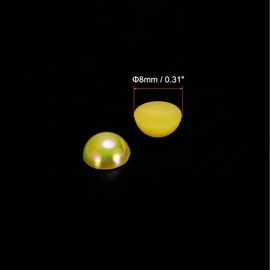 HARFINGTON 300pcs Flatback Pearls 8mm ABS Plastic Half Round Dome Imitation Pearls Craft Beads for DIY Craft Shoes Decorations Clothes Wedding Christmas Photo Frames, Yellow