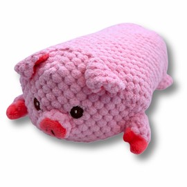 Pawcratean Animal Plush Dog Toy, Squeaky Chew Toy, (Pink Pig)