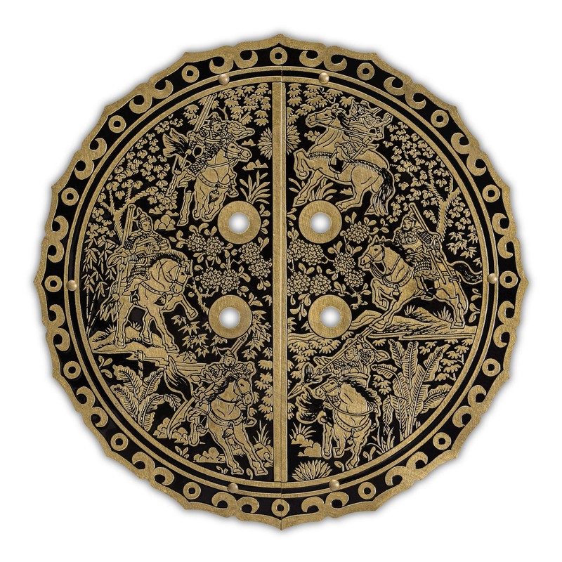 "Six Horses" Brass Cabinet Face Plate Backplate Set – 5.5",
