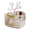 Rotating Jewelry Box with Lid Deer Antler Decoration 3 Layer
