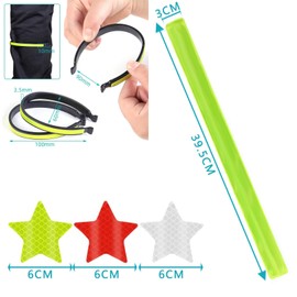 Pack of 4 Bicycle Trouser Clips, Bicycle Trouser Protector, Bicycle Trouser Clip, Bicycle Trouser Protection, 30 Waterproof Reflector Stickers for Night Running, Night Riding, Mountaineering