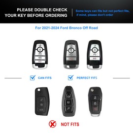 Key Fob Cover Metal Key Shells Protective Case Compatible with 2021-2024 Ford Bronco Off Road(Not Fit Bronco Sport )