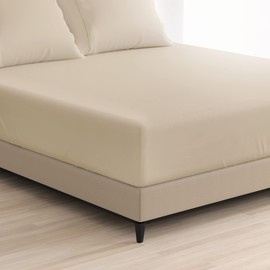 Cosy House Collection 1500 Series Extra Deep Pocket Fitted Sheet - Single Deep Pocket Fitted Bottom Sheet - Ultra Soft - Wrinkle, Stain, Fade Resistant Bed Sheet (Twin, Cream)