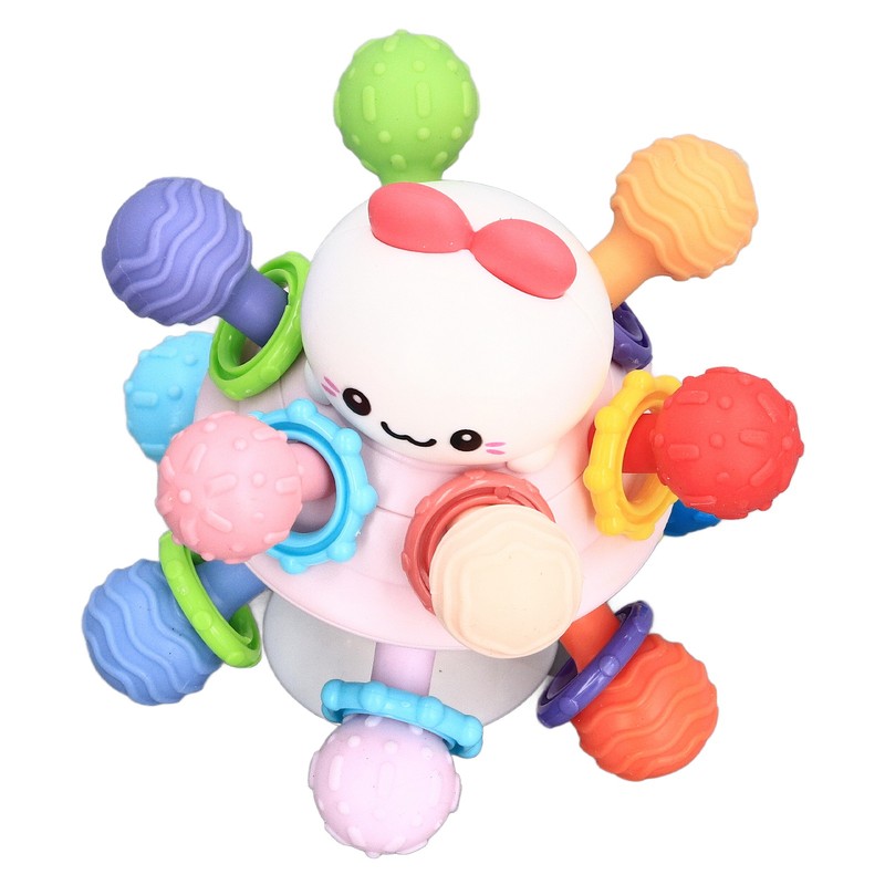 Baby Sensory Teether Toy Balls Chew Teething Ball Rattle Grasping