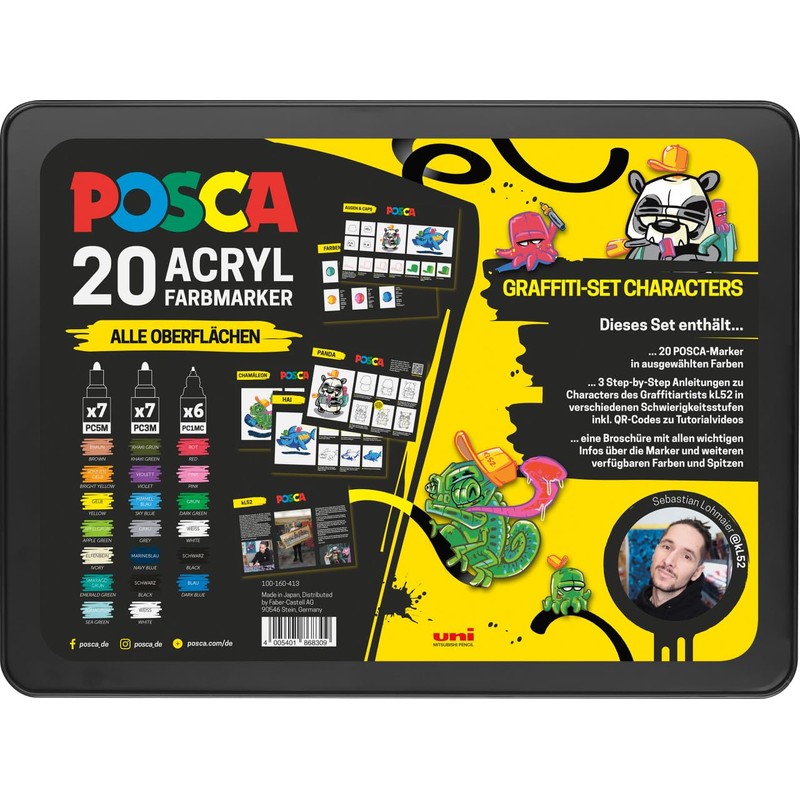 Faber-Castell uni-ball 186830 POSCA Marker Set of 20 with Instructions