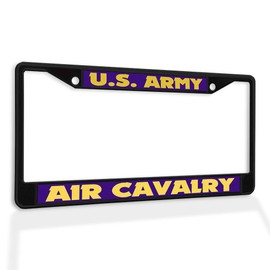 Fastasticdeals Metal Insert License Plate Frame U.S. Army Air Cavalry B Weatherproof Car Accessories Black 2 Holes Solid Insert