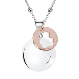 MAMIJUX Mexican Bola Calling Angel Necklace Pregnancy Chain Baby Feet, Stainless Steel