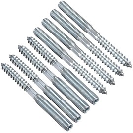TOP-VIGOR 8Pcs M8x90mm Double Headed Bolts Self Tapping Screw, Double Ended Dowel Screws, Screw Dowels Hanger, Threaded Lag Wood Screws and Machine Bolts for Wood Joint Furniture