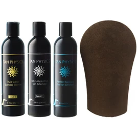 Tan Physics True Color Sunless Tanner, Exfoliator & Tan Extender 8oz with Tanning Mitt – Self-Tanning Lotion – Streak-Free, Natural Glow – Long-Lasting, Fast-Absorbing Formula
