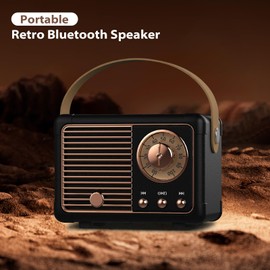 Retro Bluetooth Speaker, Retro Decor,Portable Vintage Wireless Bluetooth Speakers, Cute Old Fashion Style for Kitchen Desk Office Party Outdoor Kawaii Accessories iOS Android Smartphone (Black)