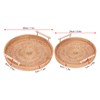 2PCS Hand Woven Rattan Tray Round Serving Tray Tea Fruit