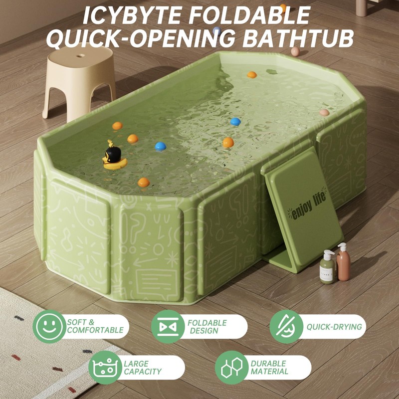 IcyByte Baby Foldable Kids Bathtub for Infants to Toddler with