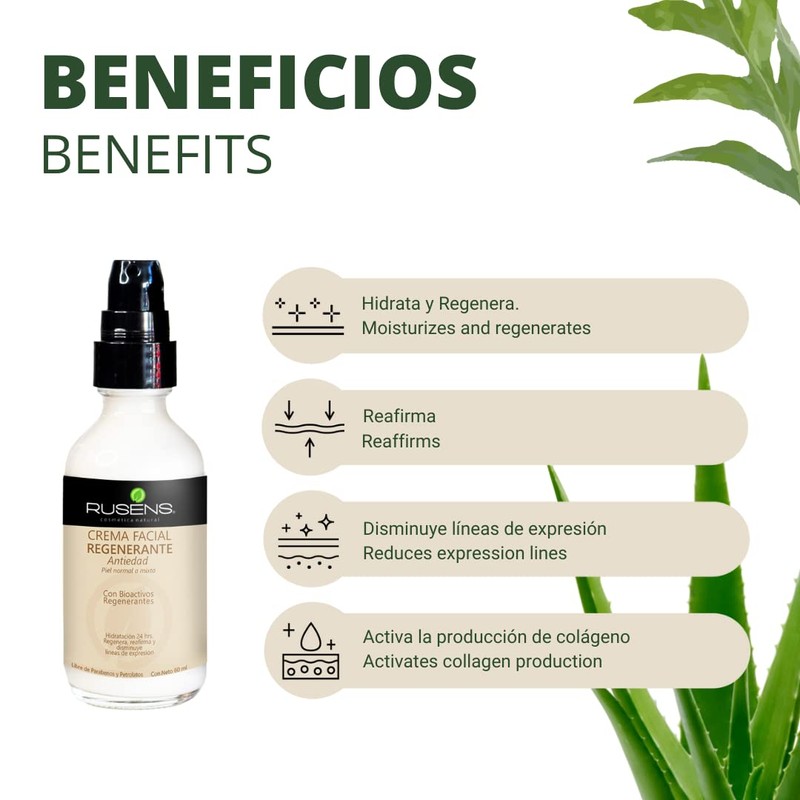 Rusens - Crema Facial Regenerante (Antiedad) 100% Natural, 25+ años,