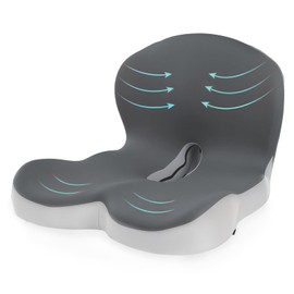 Truck Seat Cushion for Truck Driver Office Chair Cushion Semi Truck Driver Seat Cushion Memory Foam Car Seat Cushion with Lumbar Support Relieve Back Pain Sciatica Pain for Long Drives(Light Grey)