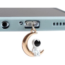 Dust Plug Charm Cute Astronaut Earphone Jack Stopper Cap Pendant Anti Dust Plug Kawaii USB Type-C Plug Cell Phone Anti-Dust Plugs for Phone Charge Port Dust