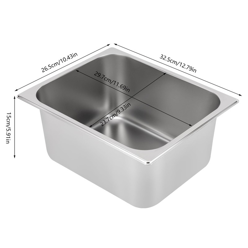 DYNAMI Set of 3 1/2 Size Hotel Pan with Lid,4in