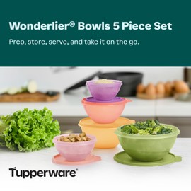 Tupperware Heritage Wonderlier 10 Piece Food Storage Bowl Set in Multi Colors, Dishwasher Safe and BPA Free (5 Containers, 5 Lids)