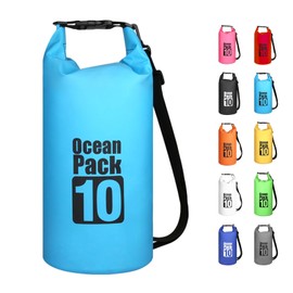 MORAINJAY 10L Sky Blue Dry Bags, Waterproof Bag with Long Adjustable Shoulder Strap,Large/Small Capacity 2L 5L 10L 15L 20L 30L Dry Sack for Outdoor Camping,Rafting,Swimming,Boating,Surfing