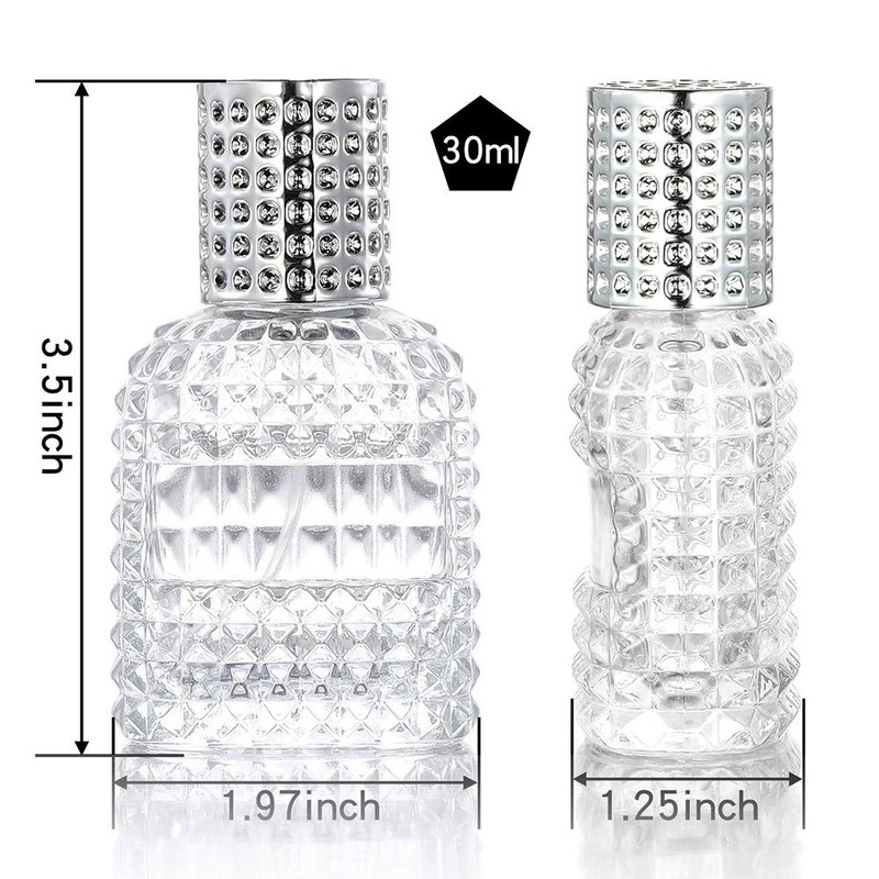 Luojery 2-Pack Refillable Clear Glass Fine Mist Empty Spray Perfume