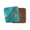 1 x Square Coaster - Turquoise Marble Gold Glitter Ooze