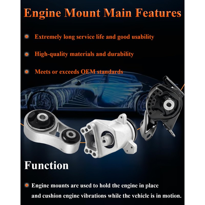 Engine Motor Mount Set 3Pcs Compatible with Mazda CX9 2010