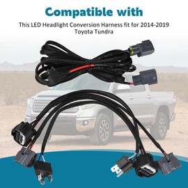 LED Headlight Conversion Harness with DRL Adapter Harness Compatible with 2014-2019 Toyota Tundra