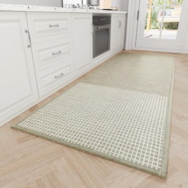 Hargiis Kitchen Mat, Rubber Non-Skid Kitchen Rugs Washable, Absorbent Runner Mat for Floor, Machine Washable Standing Mats for in Front of Sink, Door, Laundry, Entrance, Home (Flaxen, 47"×17")