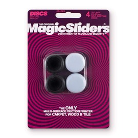 Magic Slider 4-Piece|Size- 7/8"–1"| Round Furniture Sliders | Self-Adhesive Floor Protectors for Wood, Tile, Carpet & Vinyl | White/Black | Pack of 1