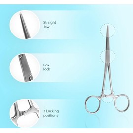 Mosquito Hemostat Forceps - 5.5 Inch Stainless Steel Clamp - Straight Edge Precision Tool for Veterinary, and Hobby Use - Ideal for Grasping Small Objects and Tissue Handling