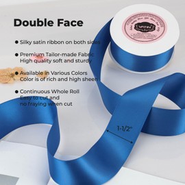 VATIN 38mm Wide Double Faced Polyester Light Royal Blue Satin Ribbon Continuous Ribbon- 23 Metre, Perfect for Wedding, Gift Wrapping, Bow Making& Other Projects