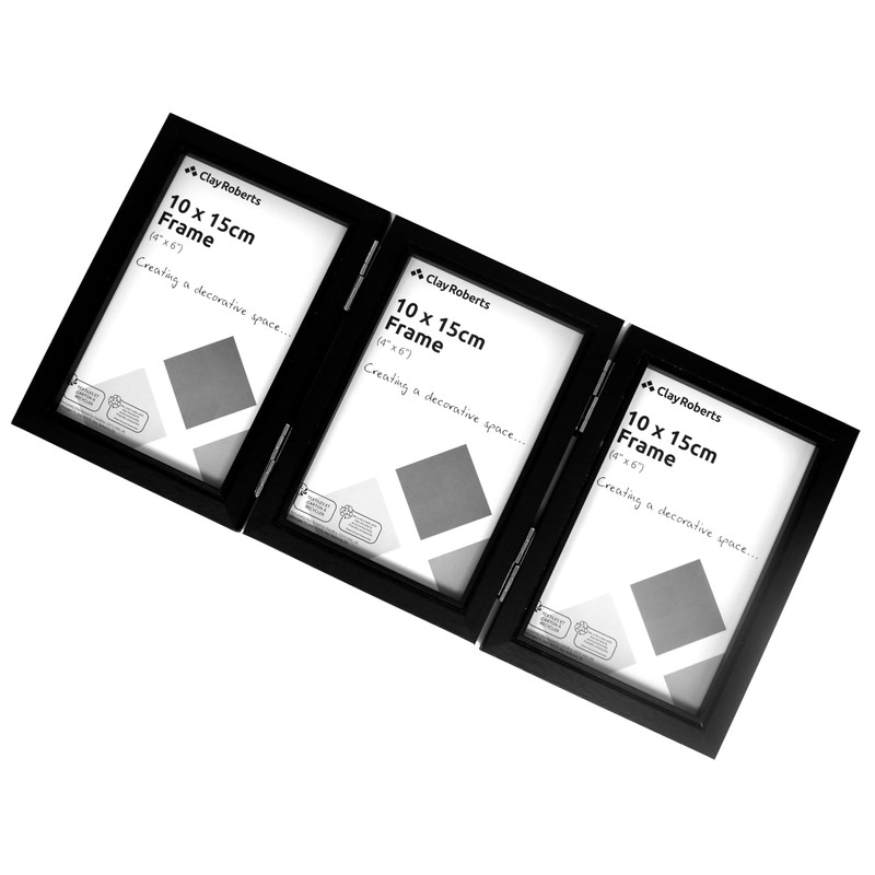 Clay Roberts Triple Photo Picture Frame 6 x 4, Black,