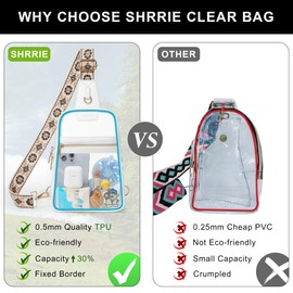 Shrrie Clear Bag for Stadium Events Clear Crossbody Sling Bag Stadium Approved Clear Stadium Purse Backpack Fanny Pack for Women Men for Concert Sport
