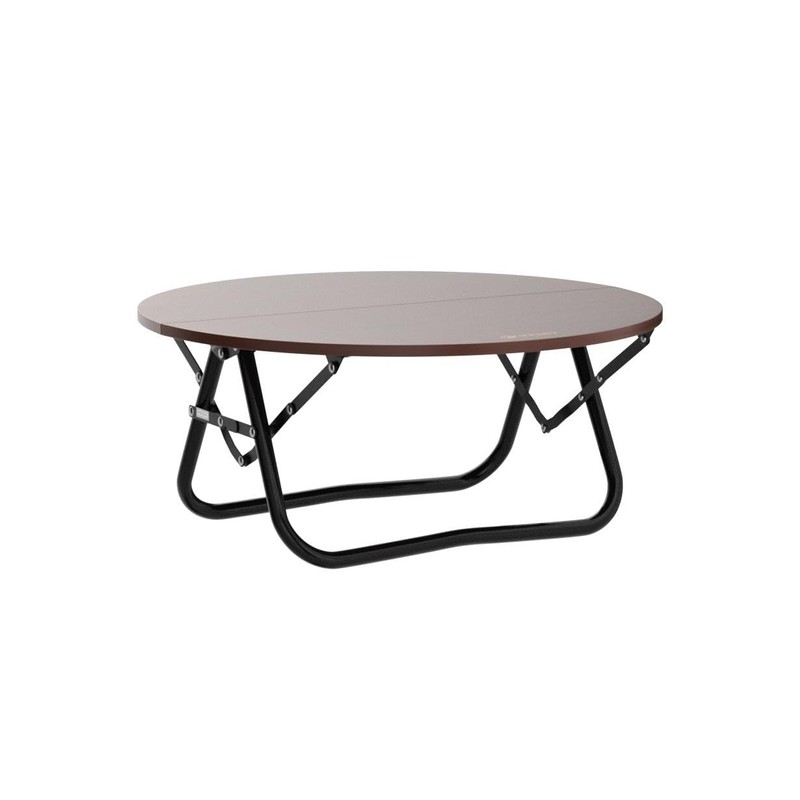 VILLEY Bamboo Round Folding Table, Camping Half-fold Portable Table with