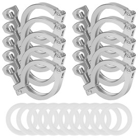 JMCOLMT Single Pin Tri Clamp 10PCS 2 Inch Tri Clamps with Wing Nut Heavy Duty Tri-clamps Stainless Steel 304 Sanitary Fitting with Ferrule TC 2 Inch Silicone Gaskets