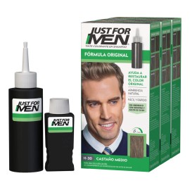 Shampoo con Tinte Just for Men Fórmula Original Larga Duración Castaño Medio H30 3pack 66ml
