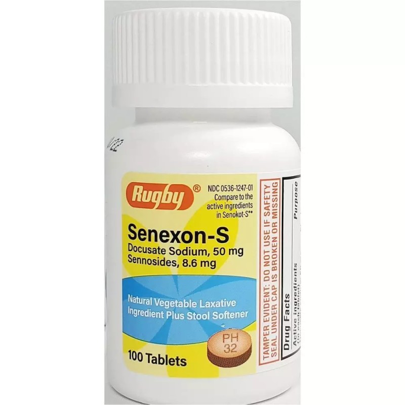 RUGBY SENEXON-S, DOCUSATE SODIUM 50 MG 100 TABLETS