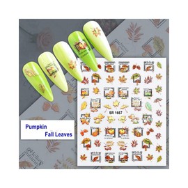 Leaves Nail Sticker Dumpkin Geometric Shapes Rose Flower Branch Nail Decal Sr 1667 Nail Wraps Art Stickers Manicure Supplies for Women for Home Nails Full Long Lasting Easy Apply and Remove