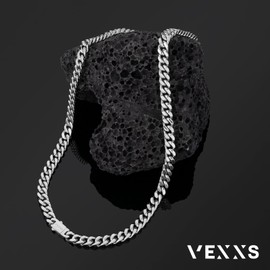 VEXXS Gold Chain Men's 5/7 mm, Cuban Link Chain Made of 18 K Gold/White Gold Plated Stainless Steel Curb Chain for Men Men Jewellery Gift 46-66 cm, Gold