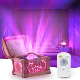 Northern Lights Projector, 7 Colors Treasure Chest Night Light Aurora Lights Projector with 8 Effects & Remote, Dimmable Galaxy Light Ambient Lighting for Bedroom, Gifts for Kids Teen Women (Pink)
